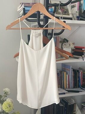 LOFT XS Cream Satin Spaghetti Strap Camisole